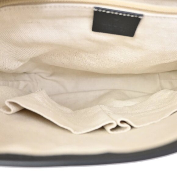 GUCCI Logo Diamante Shoulder Crossbody Bag PVC Leather Black Brown SHW - Picture 10 of 16